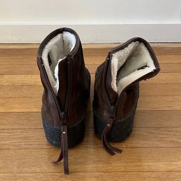 Women's Brown Winter Boots with Black Soles - Picture 3 of 7